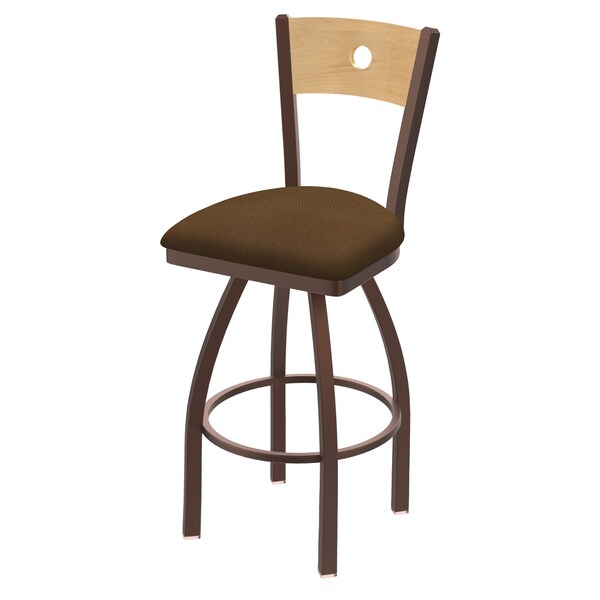 25" Swivel Counter Stool, Bronze Finish, Nat Back, Rein Thatch Seat